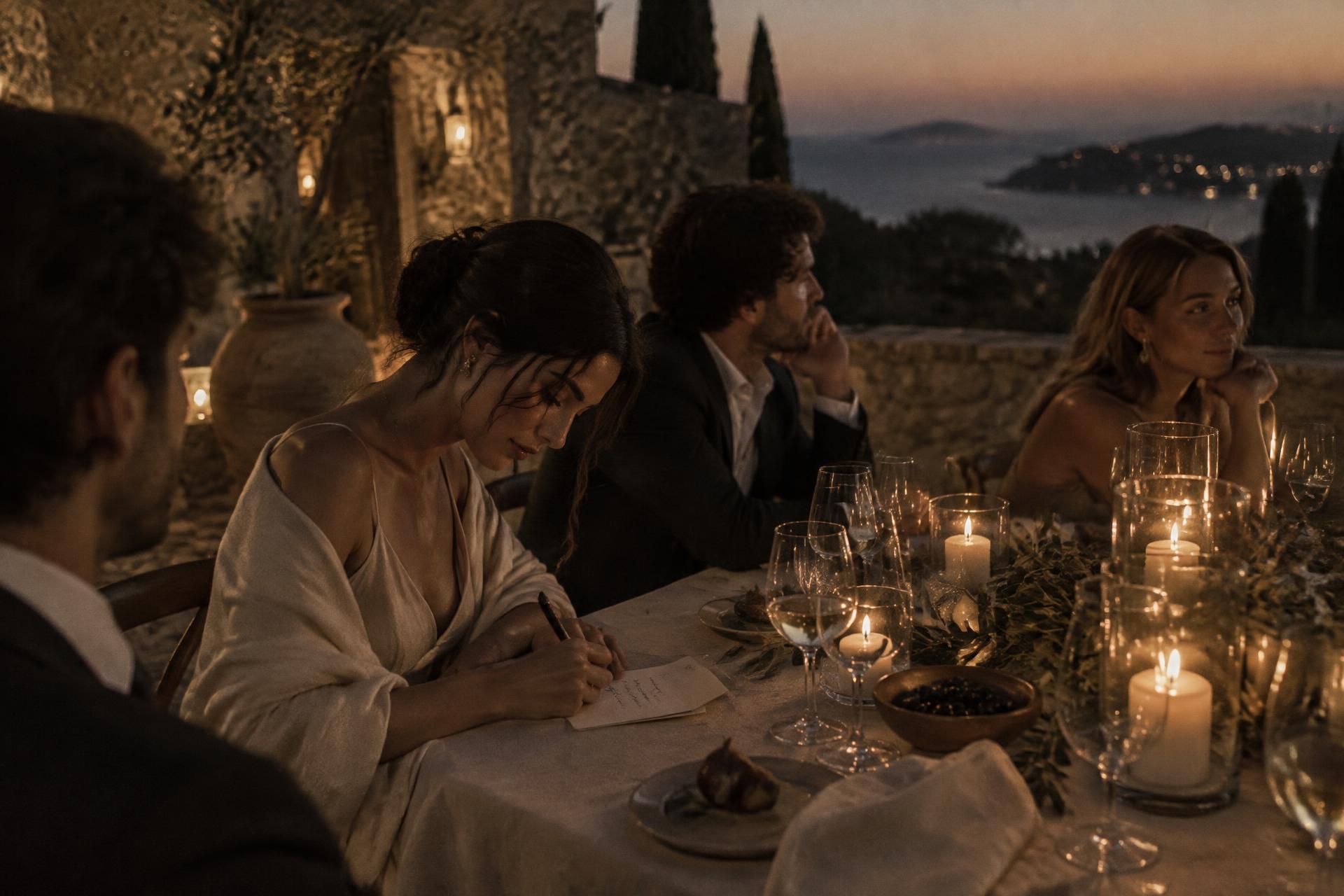 Handwritten notes and photographs kept after a wedding